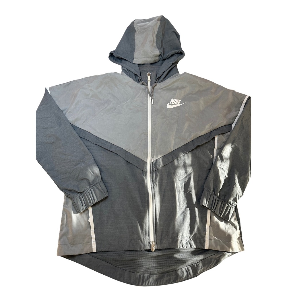 Nike Windrunner Jacket Mens Large Grey Full Zip Hooded Windbreaker 726132-100